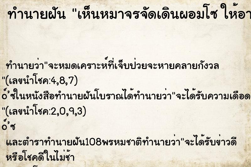 ทำนายฝันทำนายฝันเห็นหมาจรจัดเดินผอมโซให้อาหารหมาพิการช่วยคนพิการ